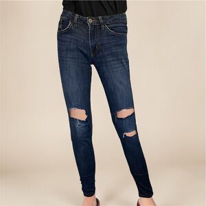 KanCan Estilo Mid Rise Destroyed Skinny Jeans Sz 0 24 W